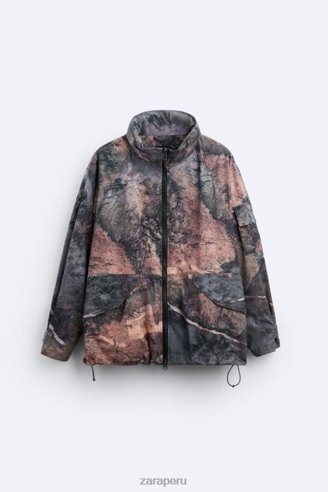 Zara hombres chaqueta técnica con estampado abstracto BDP8J1105 ropa multicolor