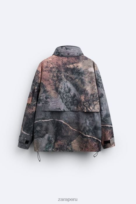 Zara hombres chaqueta técnica con estampado abstracto BDP8J1105 ropa multicolor