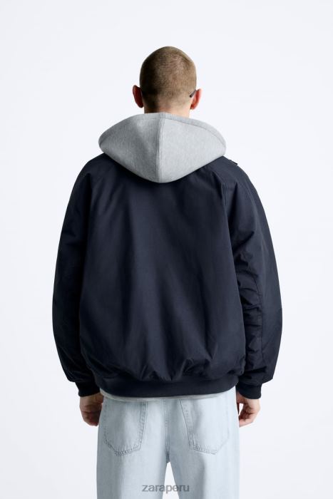 Zara hombres chaqueta técnica de gran tamaño BDP8J1108 ropa Azul marino