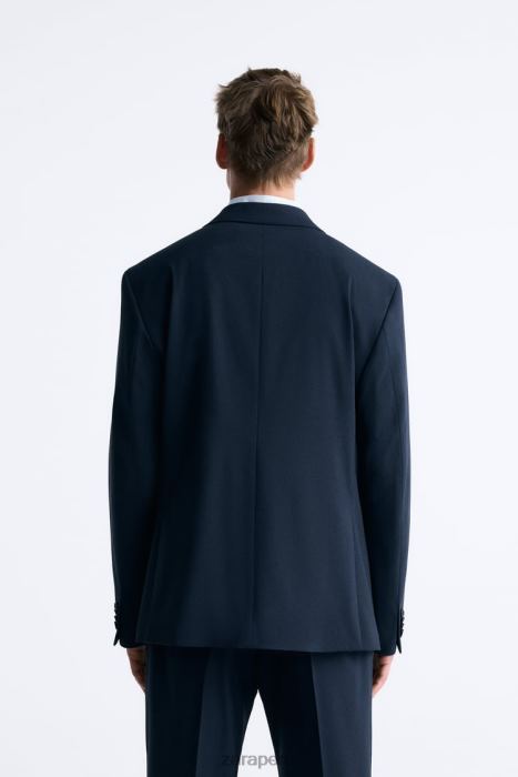 Zara hombres traje de pata de gallo BDP8J1164 ropa Azul marino