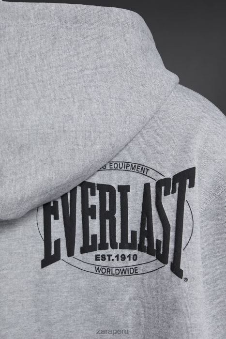 Zara hombres sudadera con capucha everlast BDP8J1047 ropa marga gris