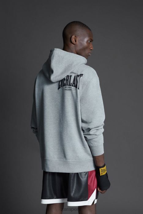 Zara hombres sudadera con capucha everlast BDP8J1047 ropa marga gris