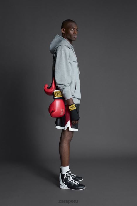 Zara hombres sudadera con capucha everlast BDP8J1047 ropa marga gris