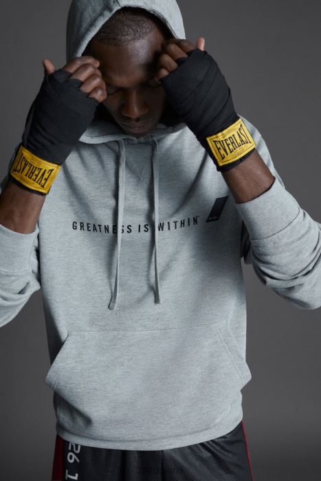 Zara hombres sudadera con capucha everlast BDP8J1047 ropa marga gris