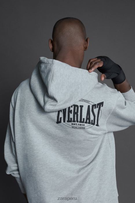 Zara hombres sudadera con capucha everlast BDP8J1047 ropa marga gris