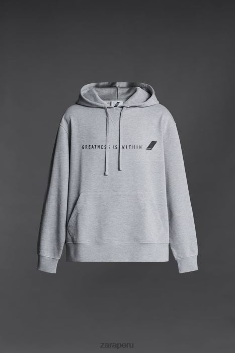 Zara hombres sudadera con capucha everlast BDP8J1047 ropa marga gris