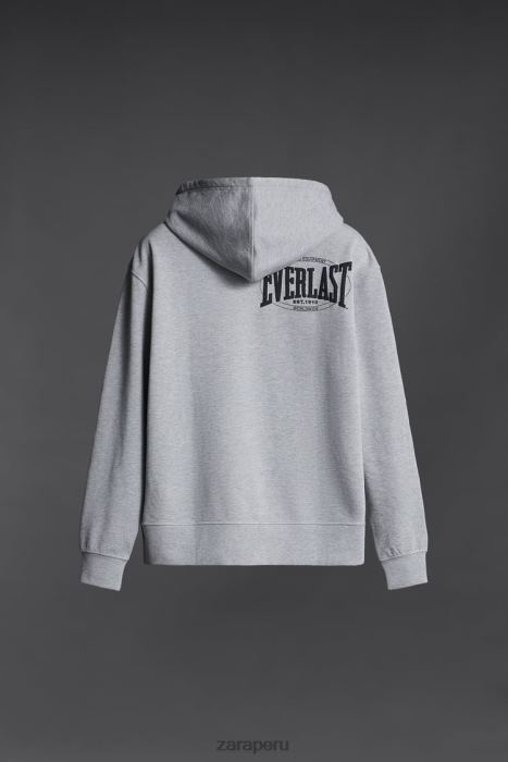 Zara hombres sudadera con capucha everlast BDP8J1047 ropa marga gris