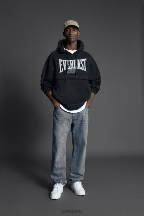 Zara hombres sudadera con capucha everlast BDP8J1048 ropa negro