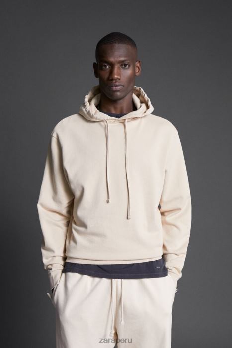 Zara hombres sudadera con capucha y estampado hatthanan BDP8J1077 ropa crudo