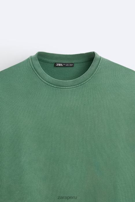 Zara hombres sudadera con texto en contraste BDP8J1057 ropa verde