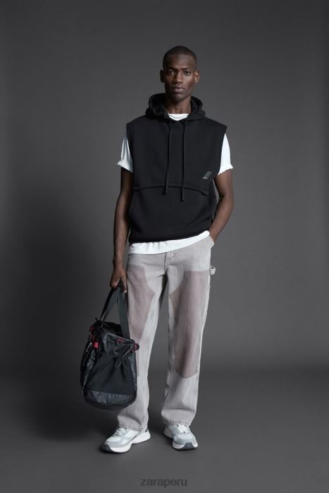 Zara hombres sudadera de entrenamiento de boxeador BDP8J1049 ropa negro