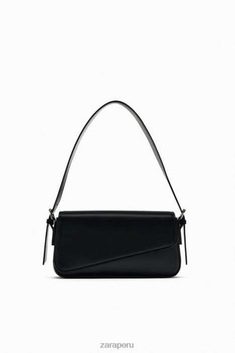 Zara mujer bolso de hombro con solapa geométrica BDP8J753 accesorios negro