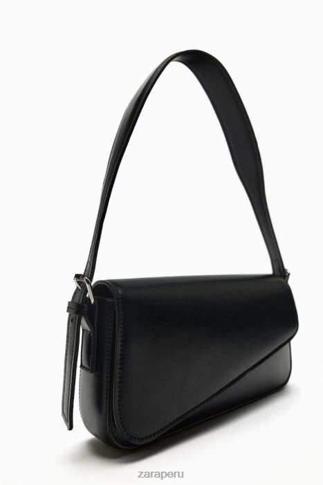 Zara mujer bolso de hombro con solapa geométrica BDP8J753 accesorios negro
