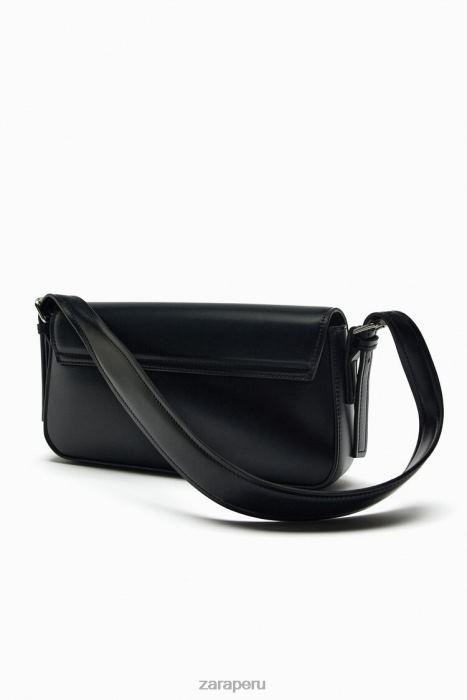 Zara mujer bolso de hombro con solapa geométrica BDP8J753 accesorios negro