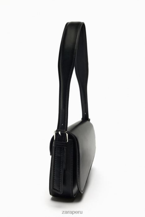 Zara mujer bolso de hombro con solapa geométrica BDP8J753 accesorios negro