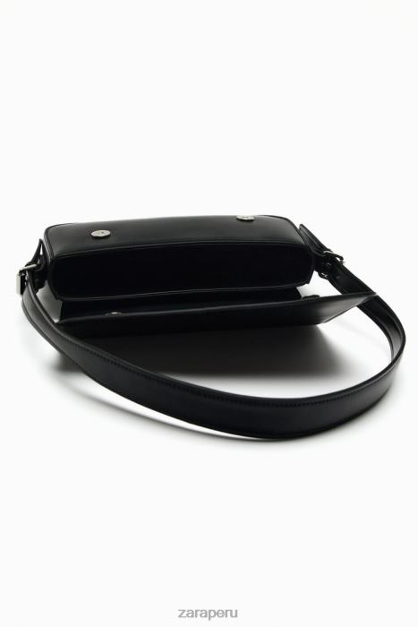 Zara mujer bolso de hombro con solapa geométrica BDP8J753 accesorios negro