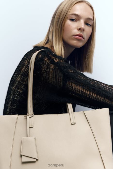 Zara mujer bolso de mano compartimentado BDP8J746 accesorios crudo