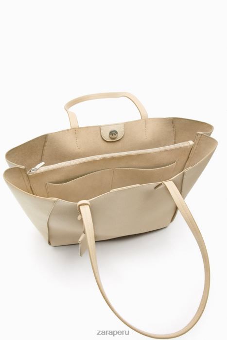 Zara mujer bolso de mano compartimentado BDP8J746 accesorios crudo