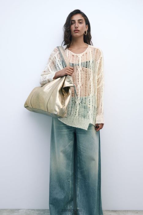 Zara mujer bolso shopper de tela metalizada BDP8J940 accesorios dorado