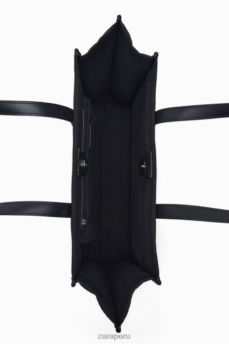 Zara mujer bolso tote con motivo de cocodrilo BDP8J749 accesorios negro