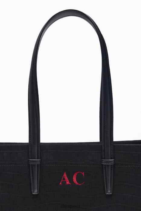 Zara mujer bolso tote con motivo de cocodrilo BDP8J749 accesorios negro