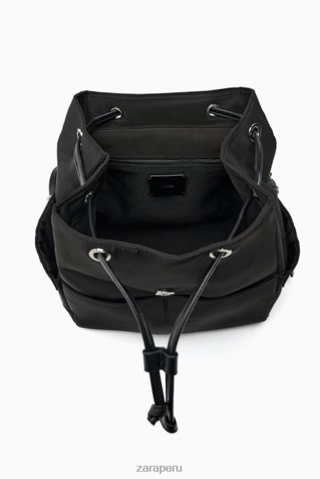 Zara mujer mochila de tela BDP8J747 accesorios negro