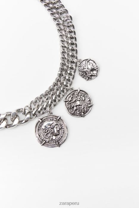 Zara mujer collar con eslabones de monedas BDP8J764 accesorios plata