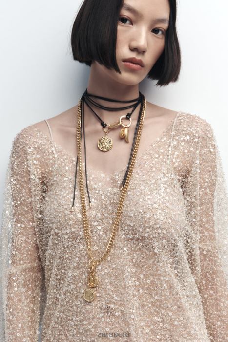 Zara mujer pack de collares de monedas BDP8J765 accesorios dorado