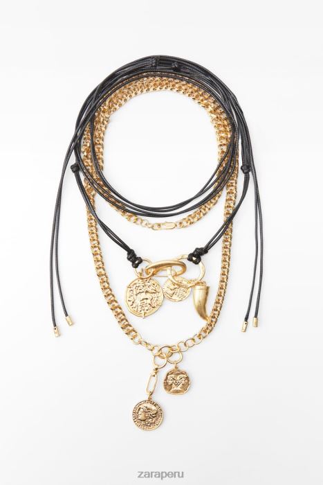 Zara mujer pack de collares de monedas BDP8J765 accesorios dorado