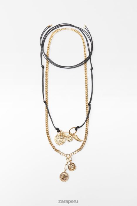 Zara mujer pack de collares de monedas BDP8J765 accesorios dorado