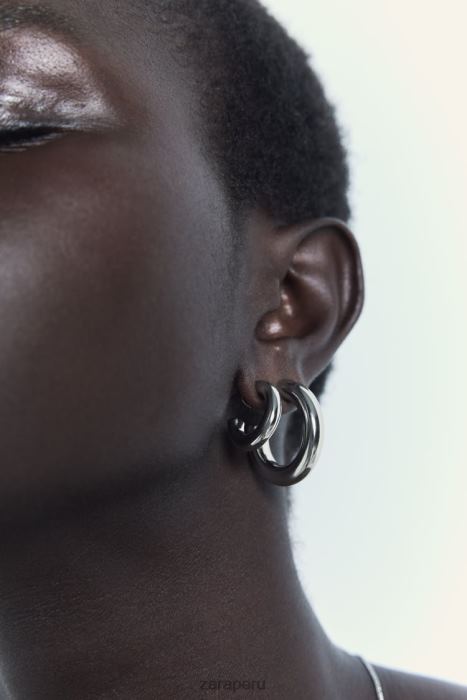 Zara mujer pack de pendientes de aro BDP8J939 accesorios plata