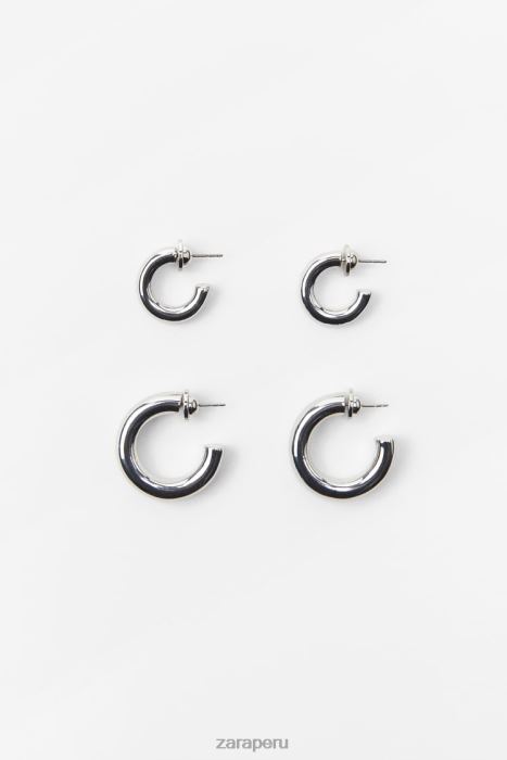 Zara mujer pack de pendientes de aro BDP8J939 accesorios plata