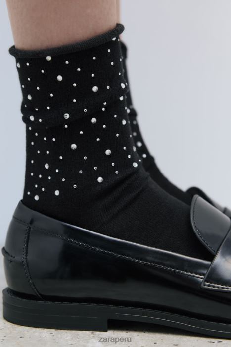 Zara mujer calcetines cortos con strass BDP8J761 accesorios plata