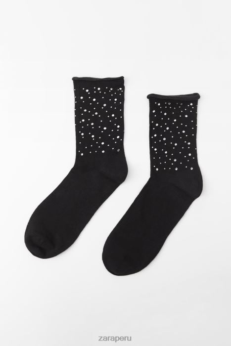 Zara mujer calcetines cortos con strass BDP8J761 accesorios plata