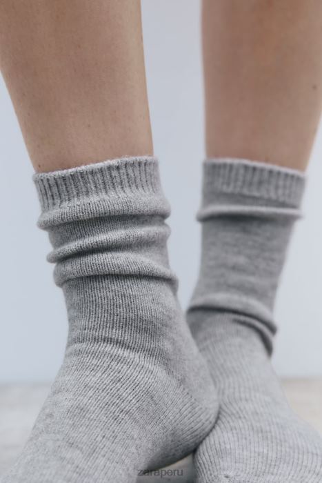 Zara mujer calcetines lisos de corte bajo BDP8J760 accesorios marga gris