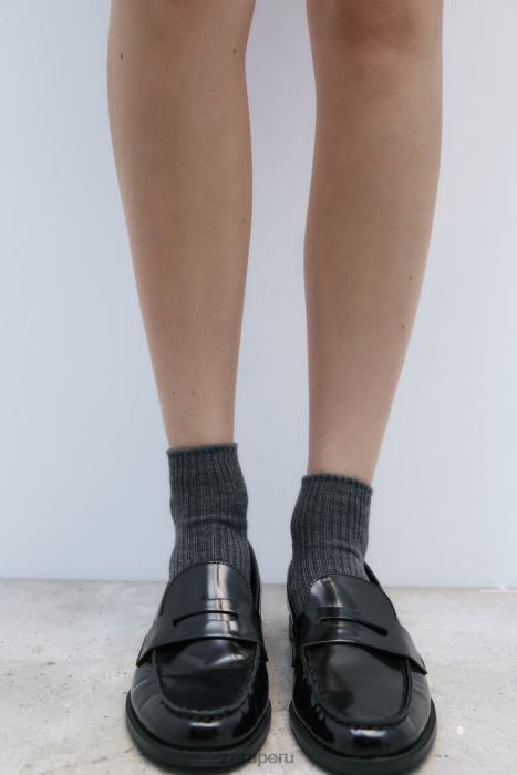 Zara mujer calcetines tobilleros de canalé BDP8J759 accesorios gris antracita