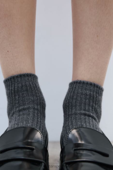 Zara mujer calcetines tobilleros de canalé BDP8J759 accesorios gris antracita