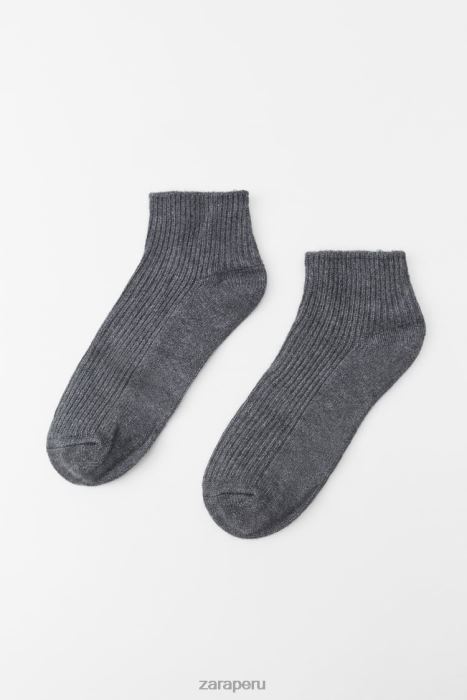 Zara mujer calcetines tobilleros de canalé BDP8J759 accesorios gris antracita