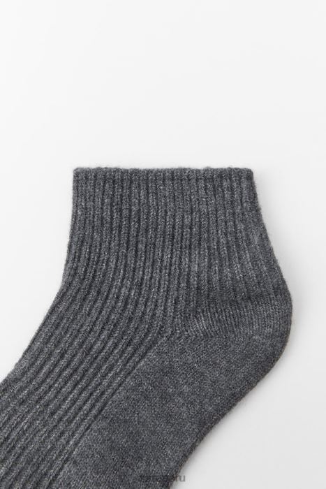 Zara mujer calcetines tobilleros de canalé BDP8J759 accesorios gris antracita
