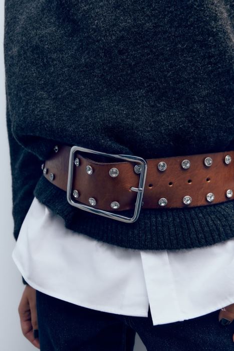 Zara mujer cinturón de cuero joya BDP8J756 accesorios marrón