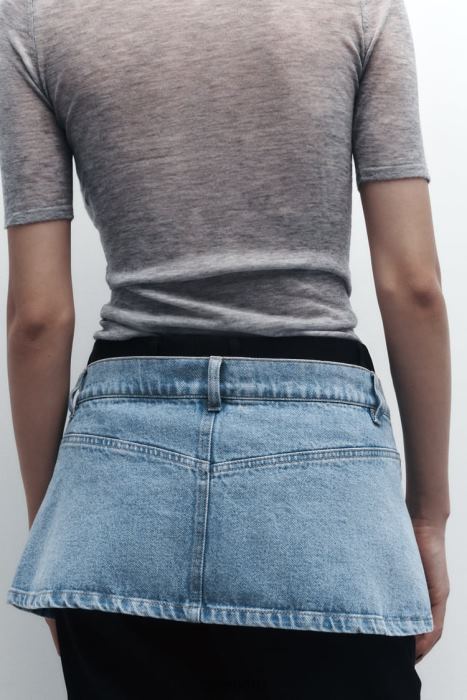 Zara mujer cinturón de mezclilla BDP8J768 accesorios azul