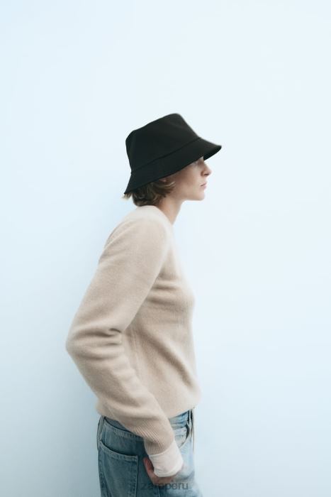 Zara mujer sombrero de pescador repelente al agua BDP8J763 accesorios negro