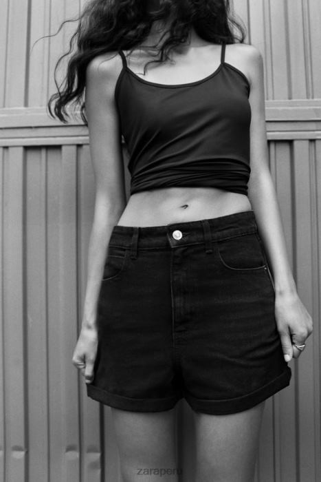 Zara mujer 1975 shorts mom de mezclilla con talle alto BDP8J545 ropa negro