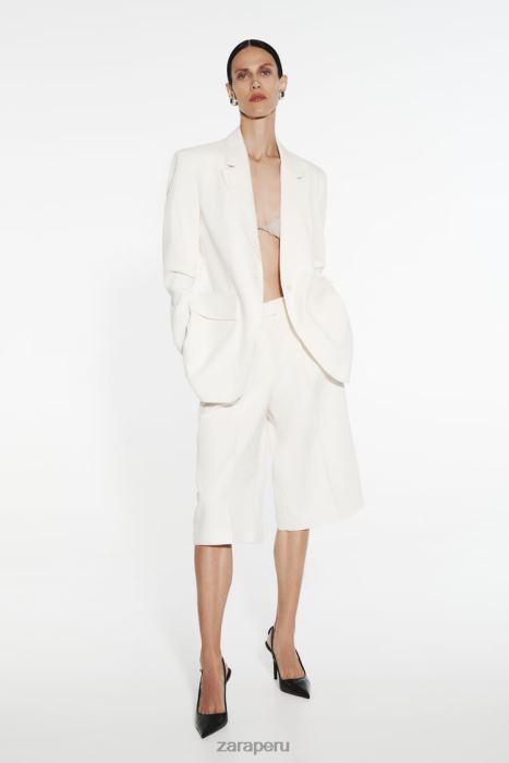 Zara mujer bermudas plisadas BDP8J535 ropa ostra blanca