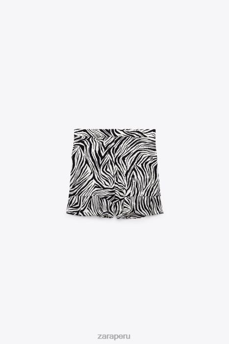 Zara mujer falda con abertura y estampado animal BDP8J601 ropa blanco negro