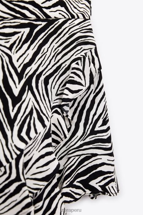 Zara mujer falda con abertura y estampado animal BDP8J601 ropa blanco negro