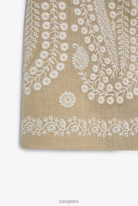 Zara mujer pantalones cortos bordados BDP8J552 ropa marrón topo