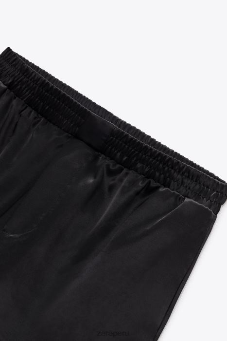 Zara mujer pantalones cortos con efecto satinado BDP8J572 ropa negro