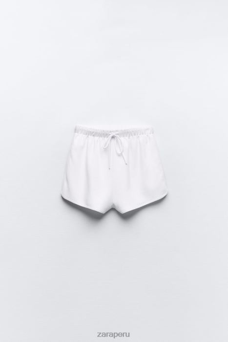 Zara mujer pantalones cortos de algodón pesado BDP8J562 ropa blanco