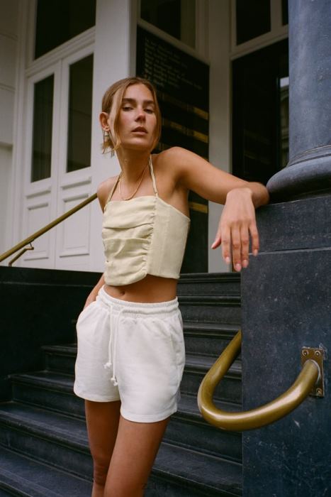 Zara mujer pantalones cortos de felpa BDP8J547 ropa blanco